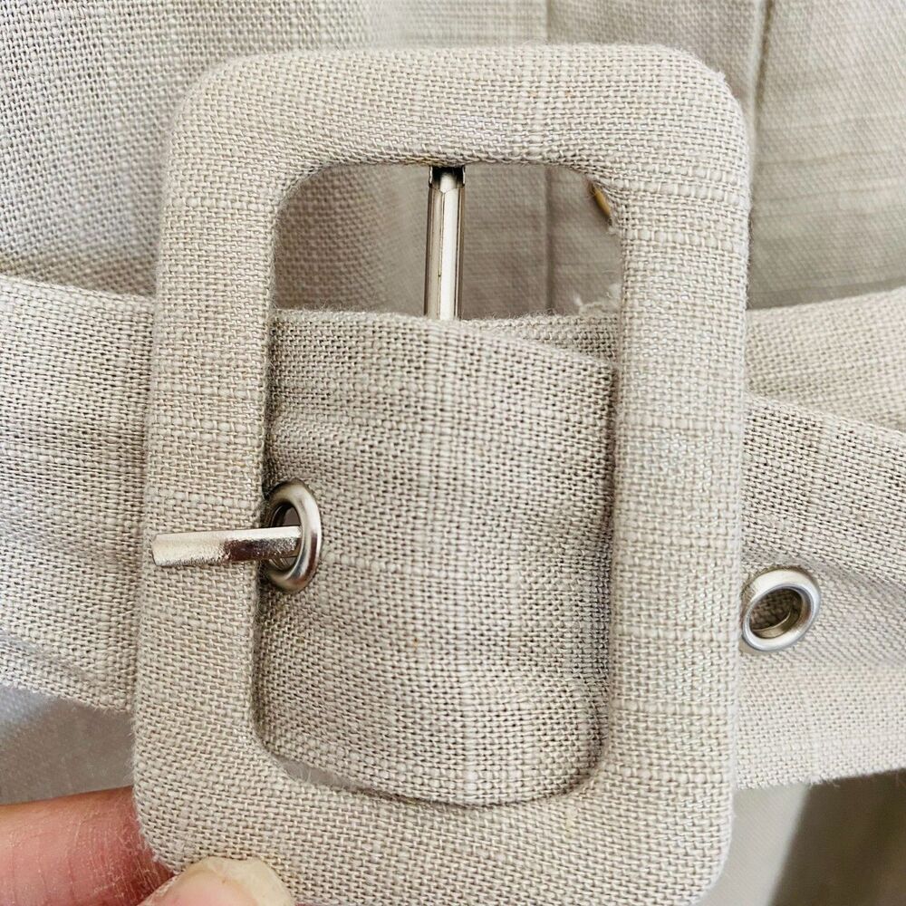 MABLE Tan Linen Blend Pocket Belted Summer Vacation Cruise Beach Romper Size M - Picture 6 of 10